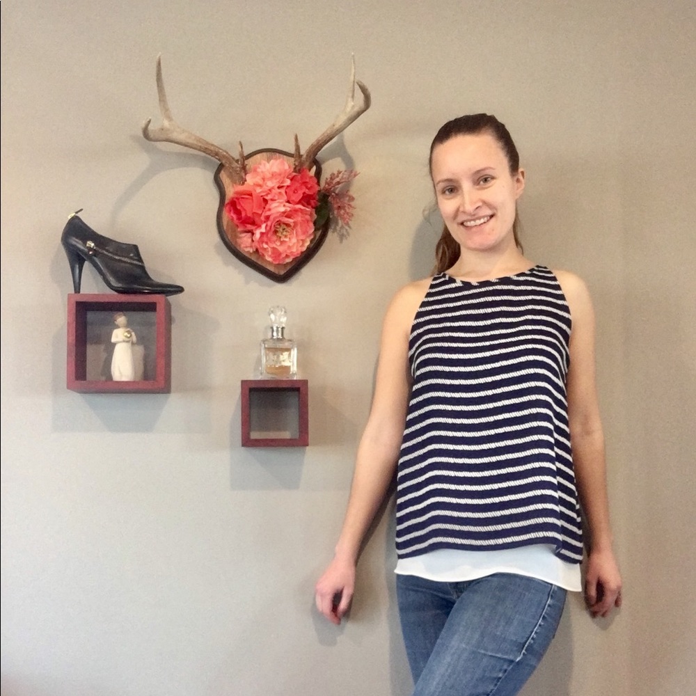 Navy blue blouse Saint Tropez West EUC